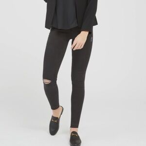 Spanx Vintage Distressed Black Ankle Skinny Jeans